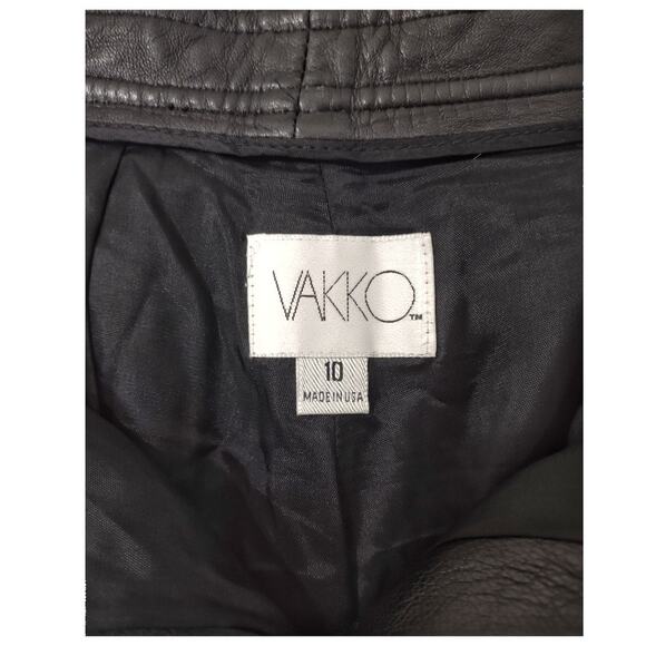 VAKKO Upcycled Black Leather Mini Skirt Sz 10 High Waist Jean Style Vintage Y2K - Picture 11 of 11